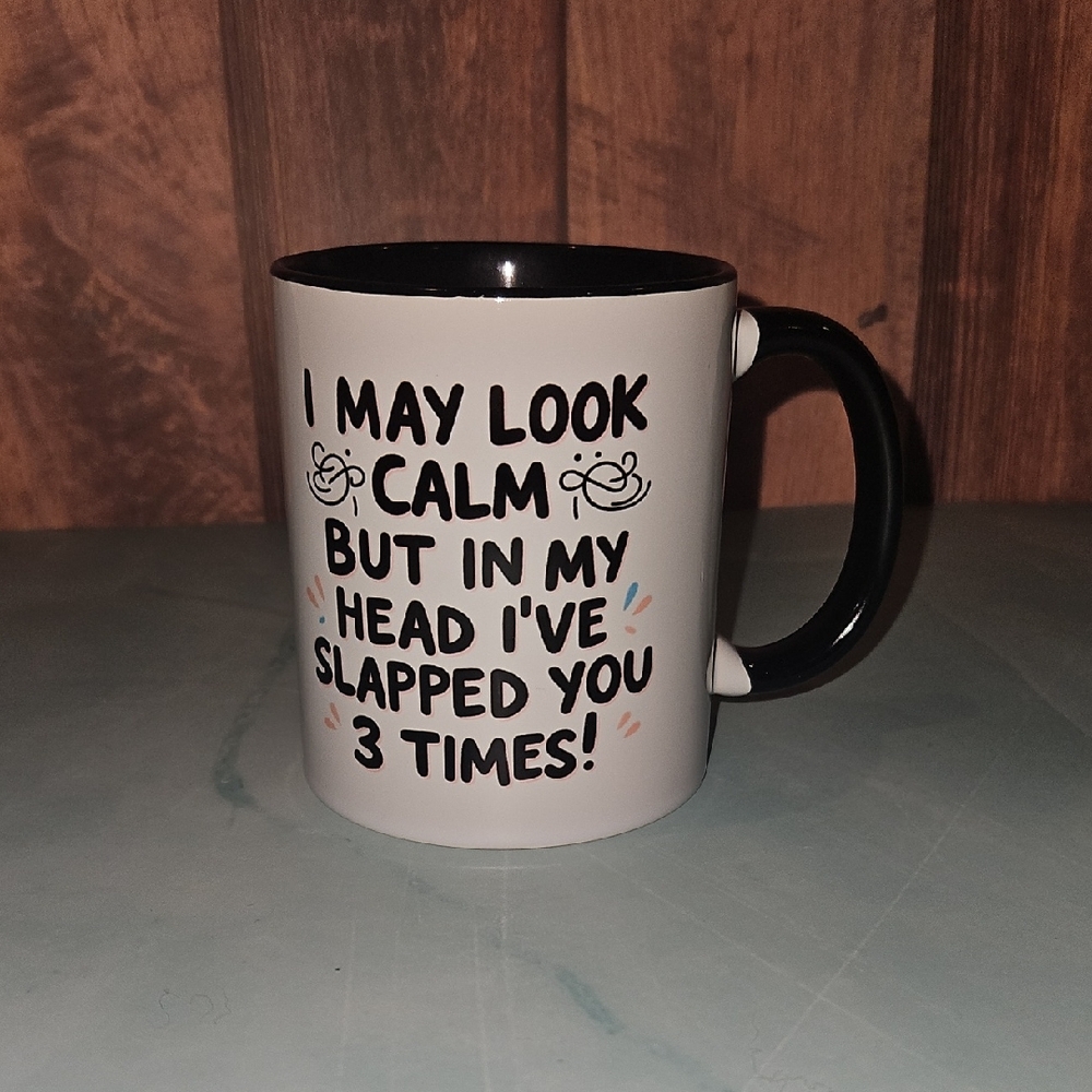 White and Black Ceramic Mug with Humorous Quote